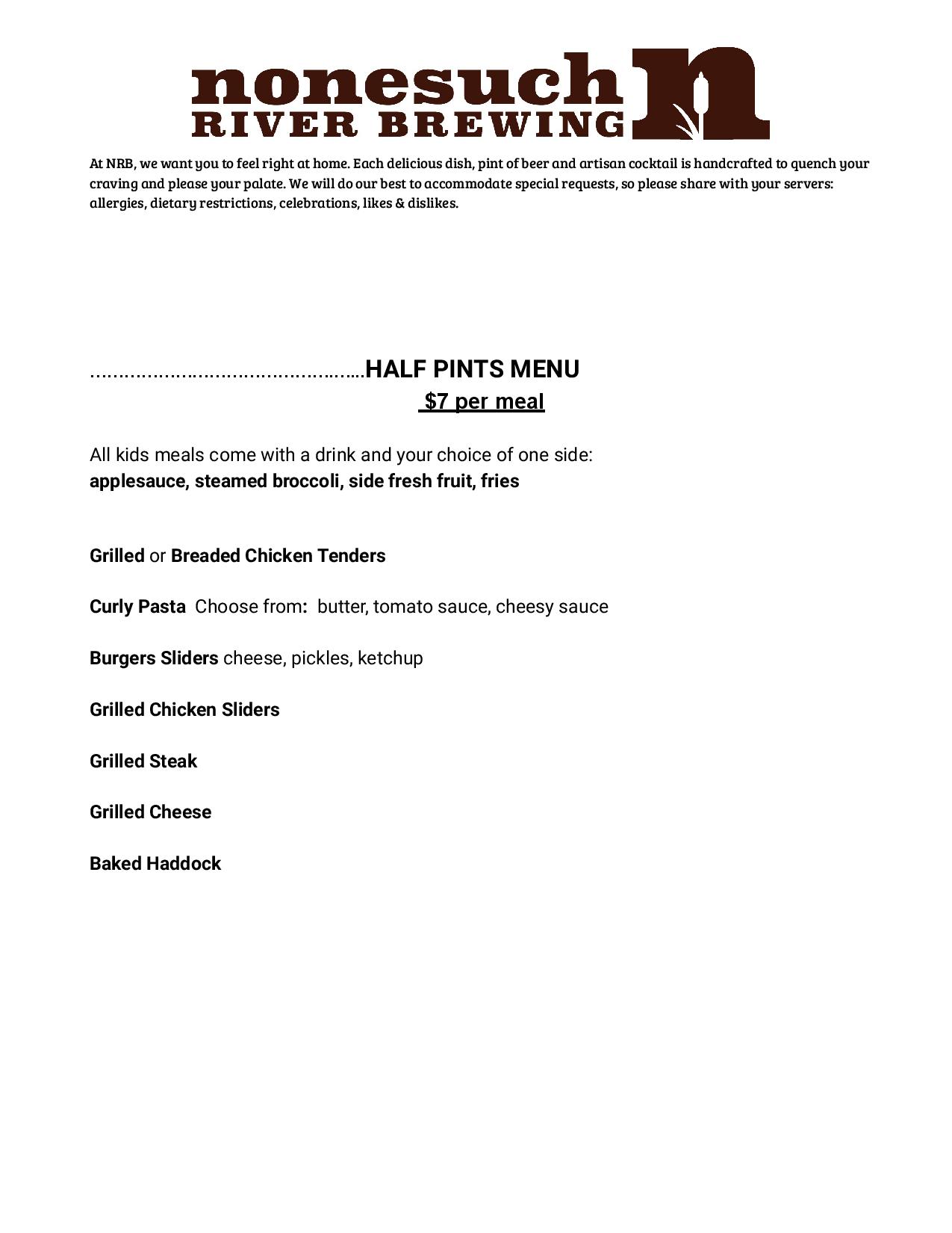 Lunch/Dinner Scarborough, ME Nonesuch River Brewing