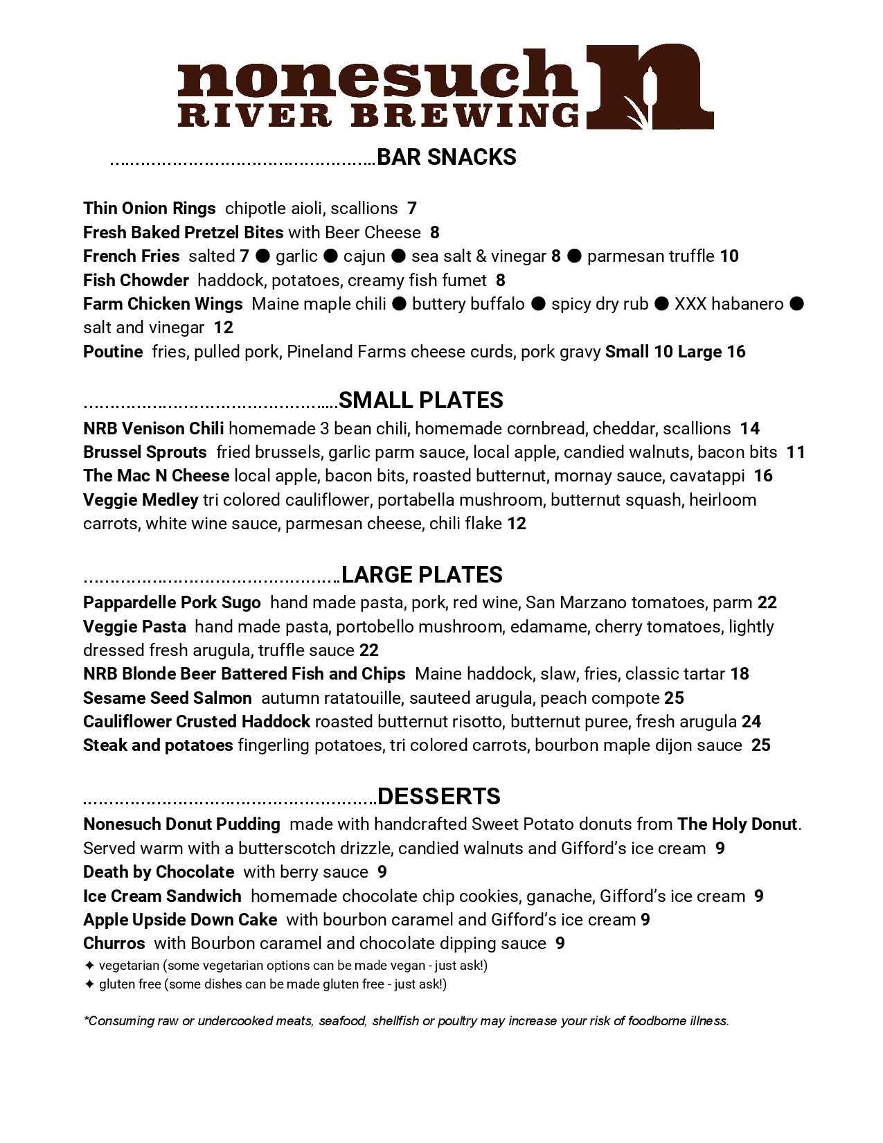 Lunch/Dinner Scarborough, ME Nonesuch River Brewing